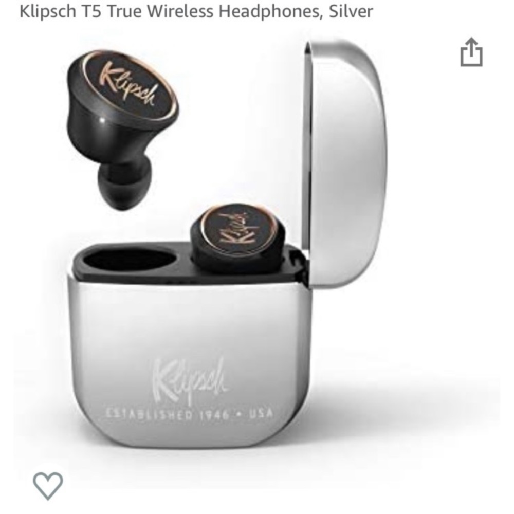 Klipsch T5 True Wireless Earbuds - Black and Silver